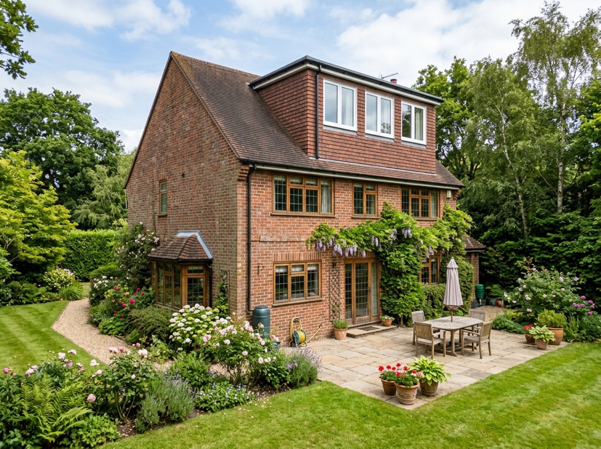 Detached house with a hip-to-gable loft conversion and rear dormer