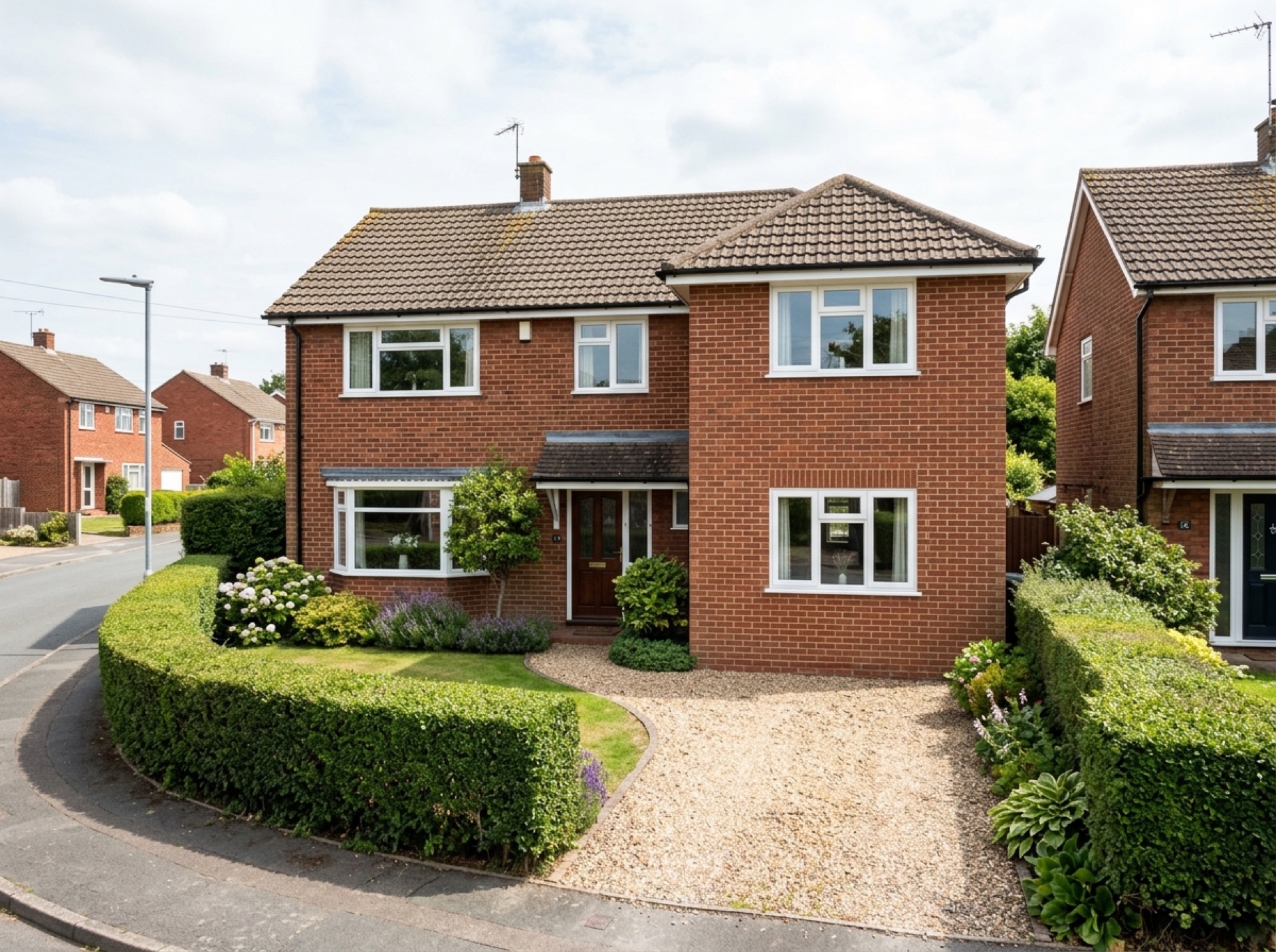 Two-storey side extension with matching brickwork on a suburban house